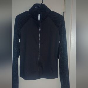 90 Degree By Reflex Black Patterned Bomber Jacket